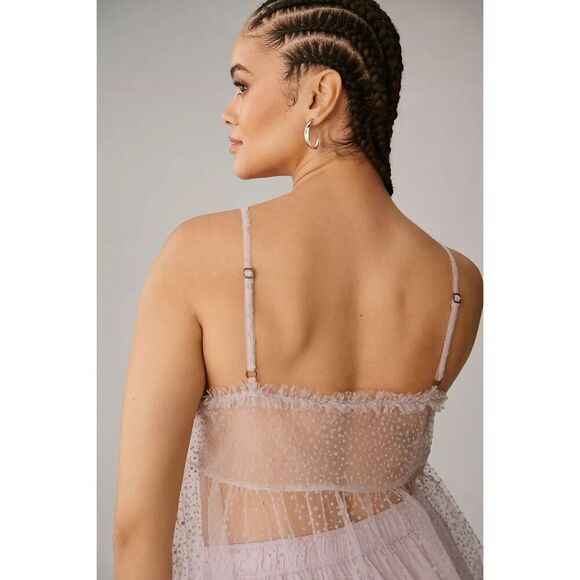 Anthropologie Women’s By Anthropologie Sheer Dot Tulle Sheer Slip Dress - Picture 10 of 12